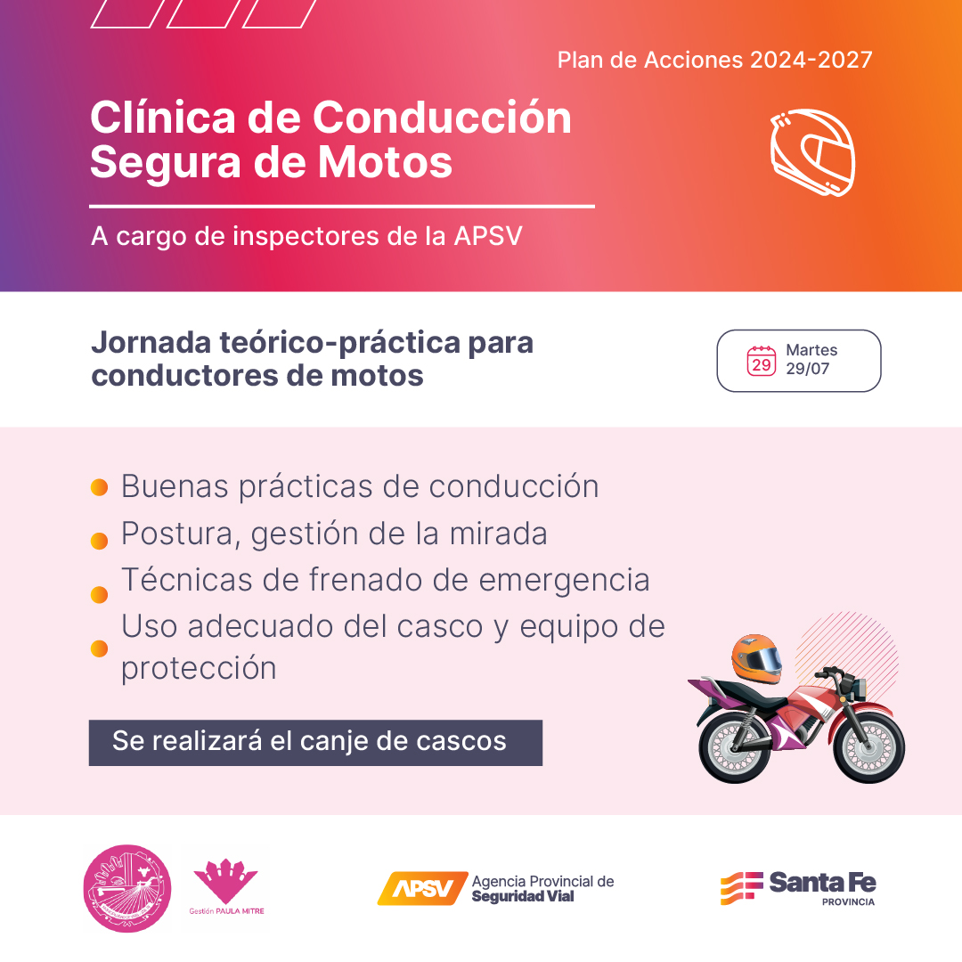 🏍️✅ Este martes estaremos en #Vera realizando una nueva Clínica de Conducción Segura de Motos destinada a fortalecer la seguridad vial de los motociclistas de la localidad.