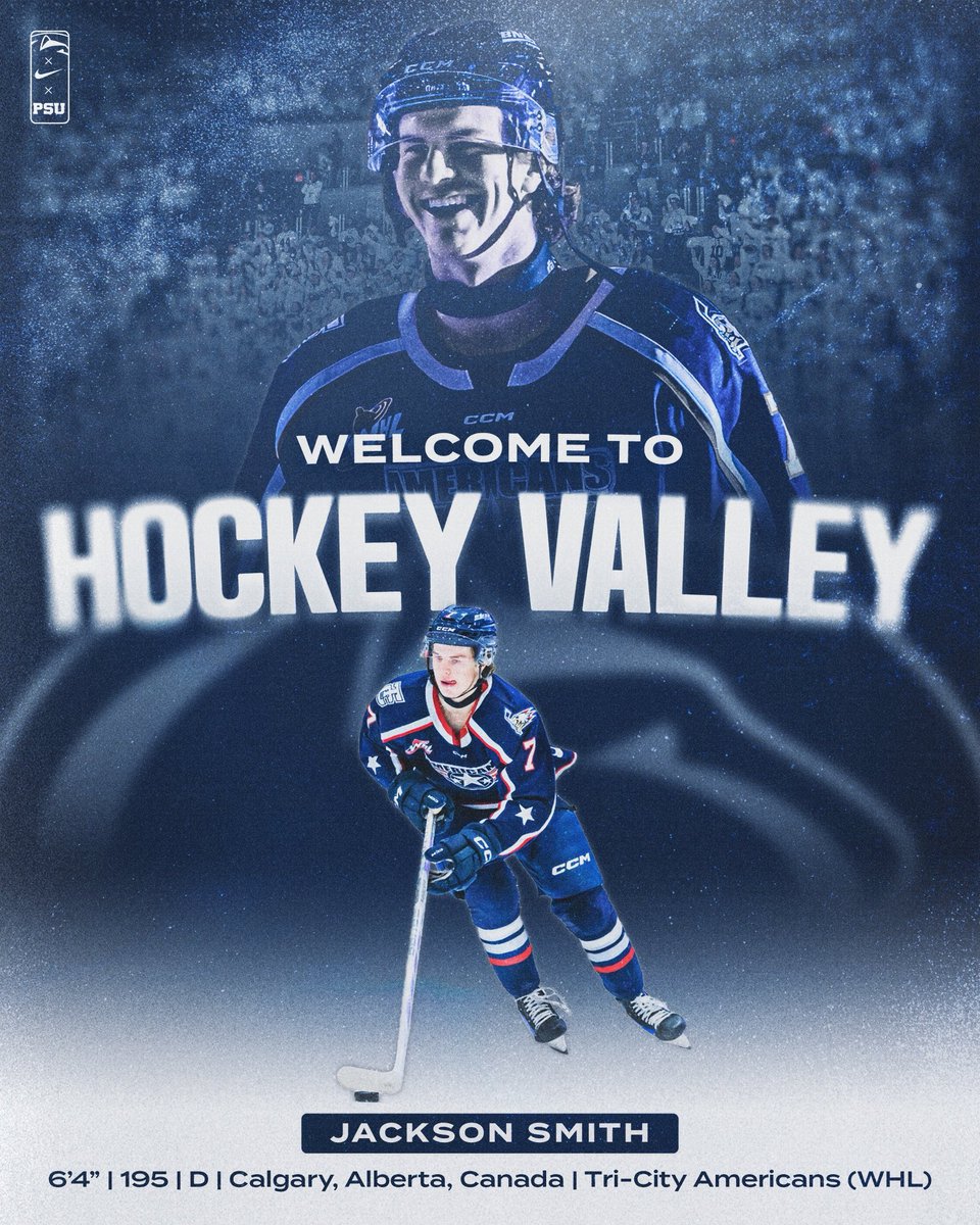 PennStateMHKY's tweet image. Welcome to #HockeyValley, Jackson Smith!
2025 First-Round Draft Pick (Columbus) ✅
🥇 with 🇨🇦 | 2025 U18 World Championships ✅
🥇 with 🇨🇦 | 2024 Hlinka Gretzky Cup ✅
🔜 Penn State Nittany Lion 🦁
#WeAre
