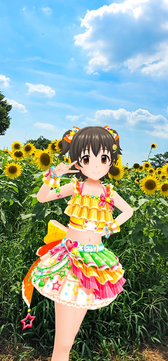 toukodou's tweet image. おはようございます
愛知牧場のひまわり畑からみりあちゃん
7月も終わりそう
#デレステAR
#赤城みりあ