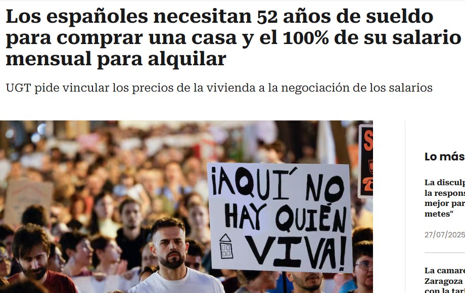 sfdxpro's tweet image. Mi padre, para comprar su casa,
solo necesitó 4 años de su sueldo.
Hoy necesitas 52👉CINCUENTA Y DOS 😱
Si quieres alquilar, tienes que entregar tu sueldo entero.
Esto no es economía, es esclavitud legalizada.
¿De verdad creéis que el problema es que los jóvenes no se esfuerzan?