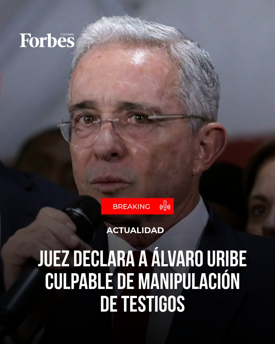 Culpable de Manipulación de Testigos,
Álvaro Uribe Vélez es Sentenciado Culpable.
Día Histórico en Latinoamérica.
