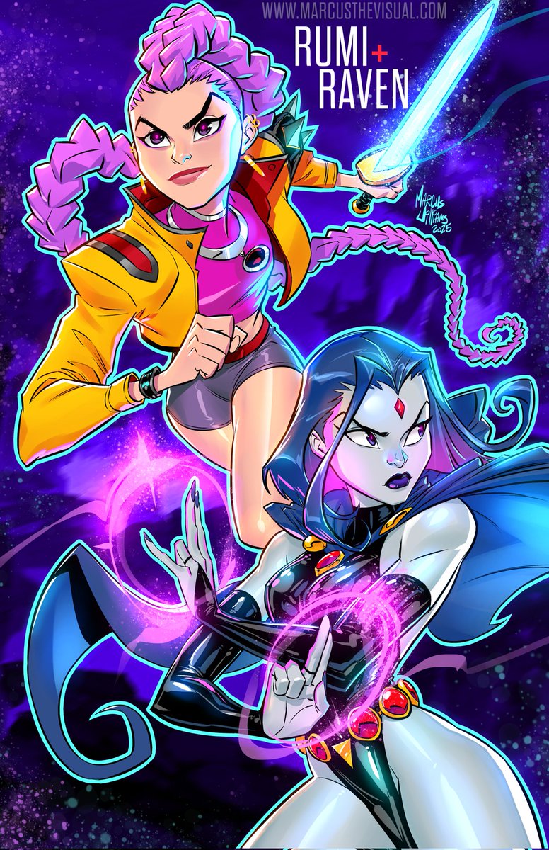 marcusthevisual's tweet image. *Demon Hunter Crossover Part 1*
Raven teleports across worlds and locates Rumi just as she&apos;s being targeted by a demon welcoming party sent by her father Trigon. The two quickly realize that they&apos;re on the same side before disposing their attackers. More to come.