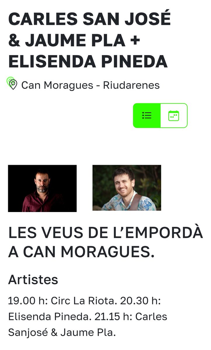 CompanyStas's tweet photo. #2agost25
7hV
✓ @IsaakAguil a Castellvell 
✓ @ElTioLaCaretA
Trapella a Aldaia/cinturoJove
✓ @Sanjosexmusic #JaumePla a Riudarenes/canMoragues 

Amistat occitano-catalana a Esterri d'Àneu/museu
7hV taller i ball amb #LesIncògnites

2/4 d'8hV @TROBADORETS a Otos/poliesportiu https://t.co/RZhotDHN5Q