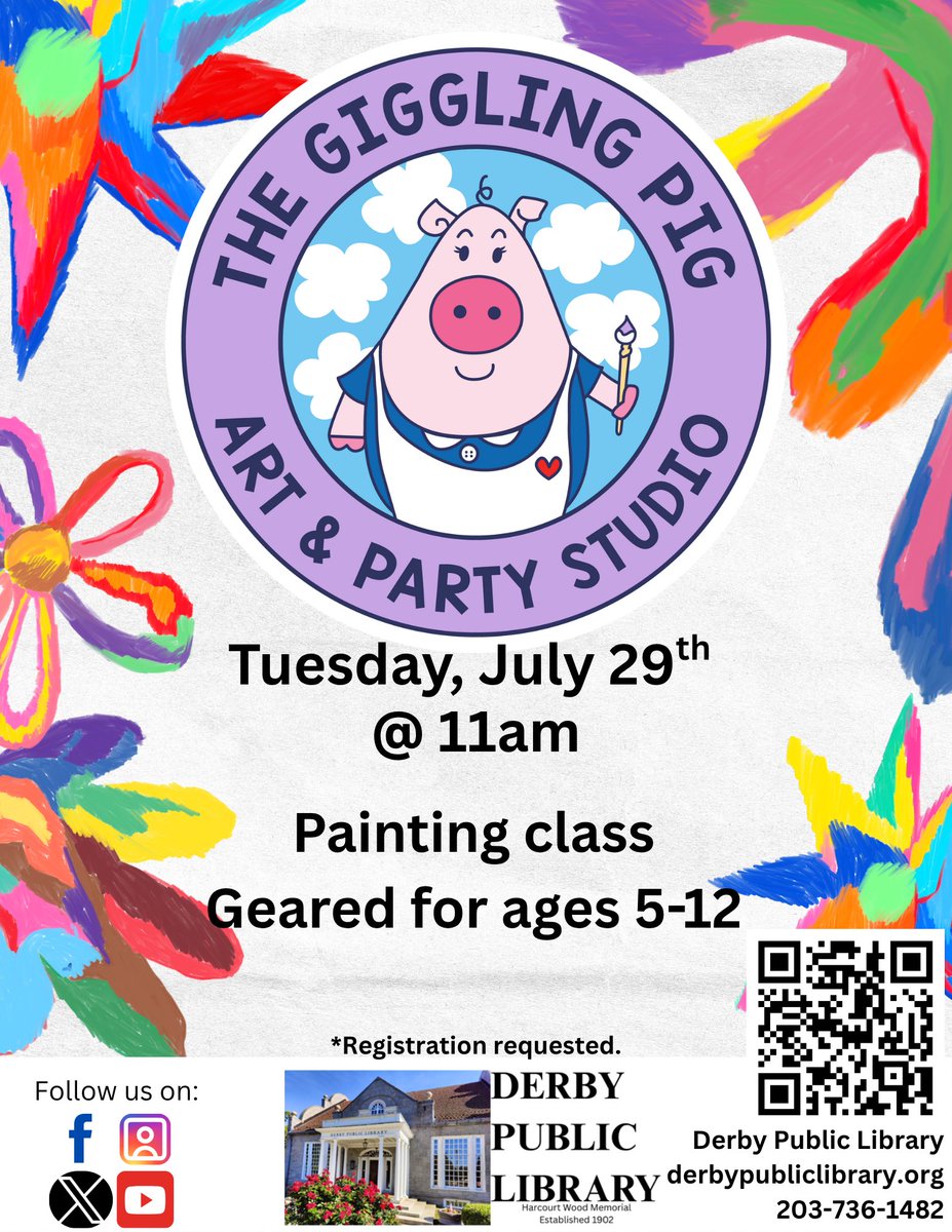 Kids will be painting small ceramics with guidance from a teacher from the studio. For ages 5-12. WAIT LIST ONLY: Registration is full for this class, but you may still register at bit.ly/44QNAlL in the event that somebody cancels.  We will notify you if this occurs.