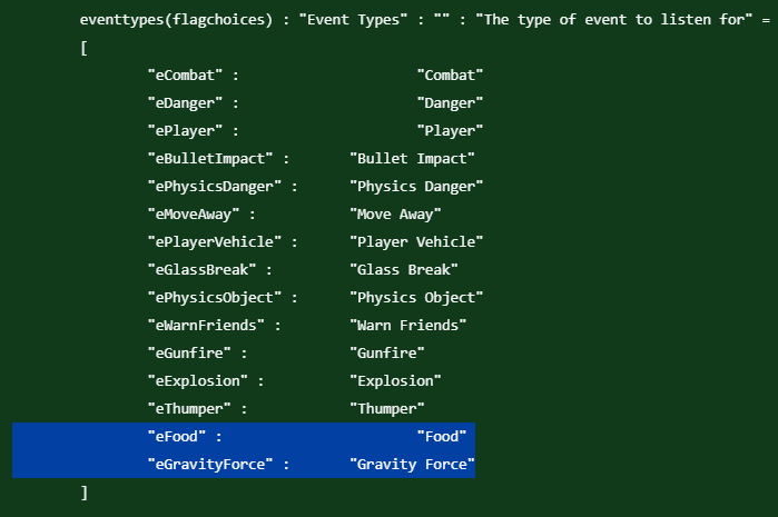 New event types (forces NPC to react on it) in Source 2 are mentioning "Food" and "Gravity Force". Probably related to HLX.