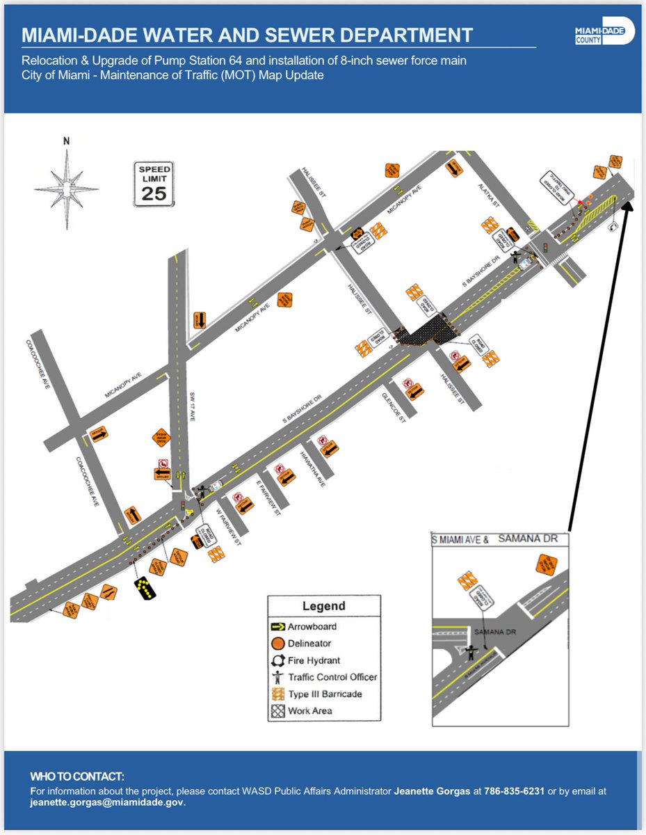 UPDATED CLOSURES:
Starting today until Friday, August 8th, South Bayshore Dr between SW 17th Avenue and Samana Dr will be temporarily closed. Local traffic access only. 

Seek alternate routes if driving in the area.