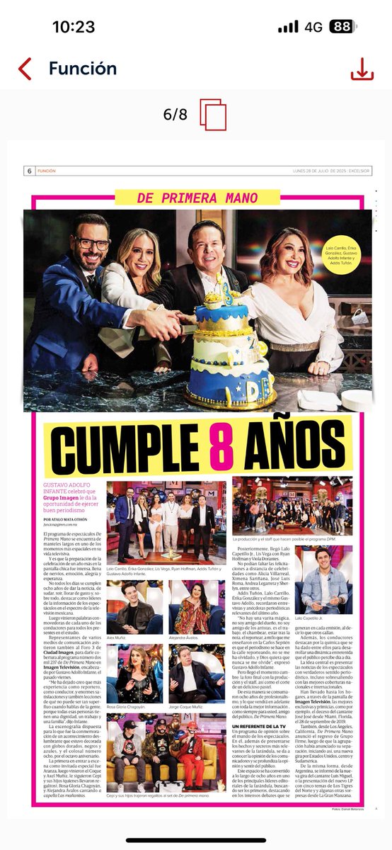 GUSTAVO ADOLFO INFANTE TV (@gainfante) on Twitter photo Gracias a mis amigos de <a href="/Funcion_Exc/">Función de Excélsior</a> por esta maravillosa nota a proposition de Los 8 años de <a href="/deprimeramano/">De Primera Mano</a> de <a href="/ImagenTVMex/">Imagen Televisión</a> Gracias a mis amigos de <a href="/Funcion_Exc/">Función de Excélsior</a> por esta maravillosa nota a proposition de Los 8 años de <a href="/deprimeramano/">De Primera Mano</a> de <a href="/ImagenTVMex/">Imagen Televisión</a>