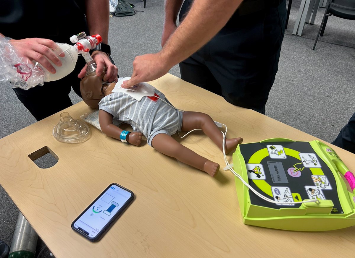 CambridgeMAFire's tweet image. Among the numerous skills reinforced during the FFOP (firefighter on probation) training today by the EMS Division was the highly important pediatric BLS (basic life support) & ALS (advanced life support) care.