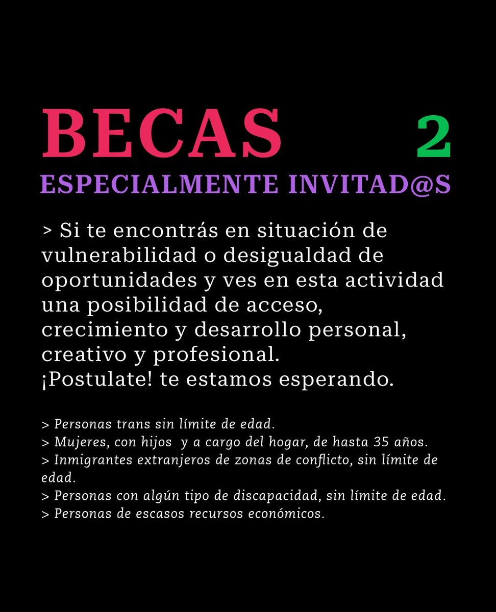 BECAS 2025
En el #ICC proponemos el Programa de BECAS como un gesto concreto para agentes del sector cultural, gastronómico, artístico, audiovisual y del entretenimiento.
POSTULATE hasta 7 días antes del comienzo del CURSO o SEMINARIO que elijas.
culturacontemporanea.ar