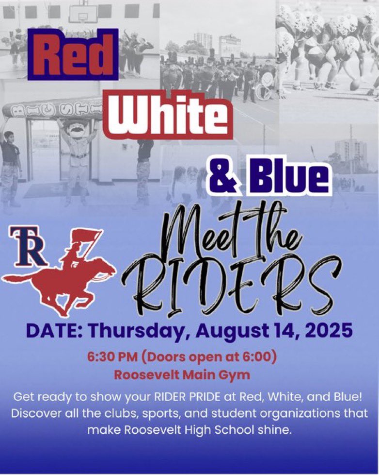 Save the date and be there!!!! BIG things happening at Roosevelt. The football team might even have a BIG surprise! See you there!!!

It’s a great day to be a Rider!

<a href="/CoachBarnes91/">Darnell Barnes M.Ed</a> <a href="/WeAreTRHS/">Theodore Roosevelt High School - NEISD</a> <a href="/TRRoughRiderFB/">Roosevelt Rough Riders</a> <a href="/Coach_MRydell/">Coach Rydell</a> <a href="/lorenzo_jw/">Lorenzo Hayes, M.Ed.</a> <a href="/ACHSU96/">Anthony</a> <a href="/Farris_Coach/">Desmund Farris</a> <a href="/RichardSeveryns/">Richard Severyns</a>