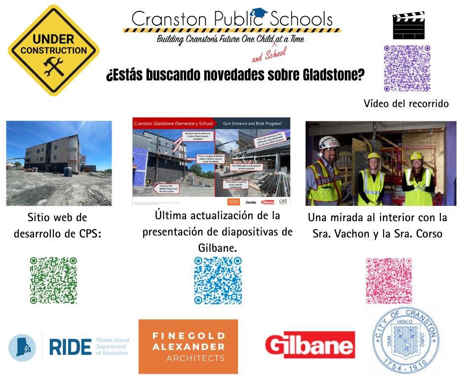 Looking for Gladstone updates?
🚧CPS construction website: ow.ly/uoOq50Wa2Nw
👀Latest slideshow by Gilbane: ow.ly/OxGu50Wa2Nz
📷Ms. Vachon &amp; Ms. Corso on tour at the site: ow.ly/rFKK50Wa2Ny
📹Video tour with Ms. Vachon &amp; Ms. Corso: ow.ly/6Gvv50Wa2NE