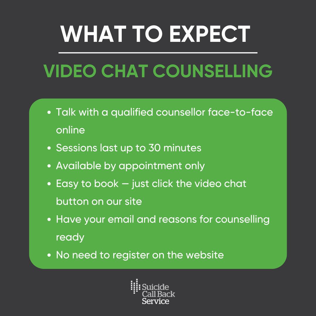 Need a face-to-face conversation from home? Suicide Call Back Service offers free video counselling by appointment, connecting you with a professional counsellor via a secure video link. Learn more: suicidecallbackservice.org.au/phone-and-onli…