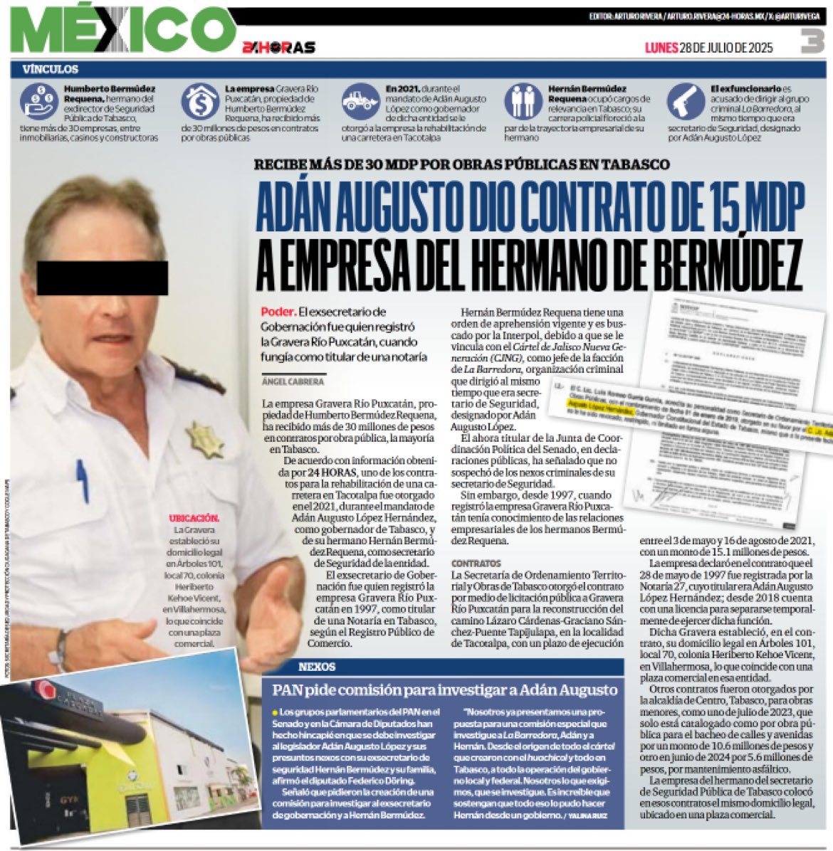 Una relación de añales ¿y no sabía?

Mientras Adán Augusto era gobernador de Tabasco, dicen, dio contratos por 30 mdp a la empresa Gravera Rio Puxcatán, propiedad de Humberto Bermúdez Requena, hermano de Hernán.

Empresa registrada por el mismo Adán años antes, siendo titular de