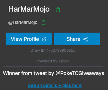 TeamRare (@teamraretcg) on Twitter photo Winner is <a href="/HarMarMojo/">HarMarMojo</a>
Please send me a DM so i can arrange shipping! Congrats!
More HUGE Giveaways soon keep an eye out! <3
xpickr.com/draw/175373990… Winner is <a href="/HarMarMojo/">HarMarMojo</a>
Please send me a DM so i can arrange shipping! Congrats!
More HUGE Giveaways soon keep an eye out! <3
xpickr.com/draw/175373990…