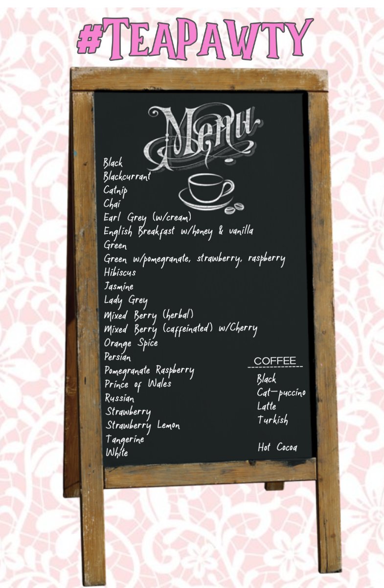 It's a full on #SummerOfRubs menu, with faves from #SweetFang &amp; #Wuggstock standards!

Available unlisted teas:

White tea with rose
White tea with pear
Oolong
Peach
Butterfly Pea Flower

Order when ready!
#ChillTent #XCats #XPups #Anipals #KittyTwitter #WuggieCommunity #Xanawu
