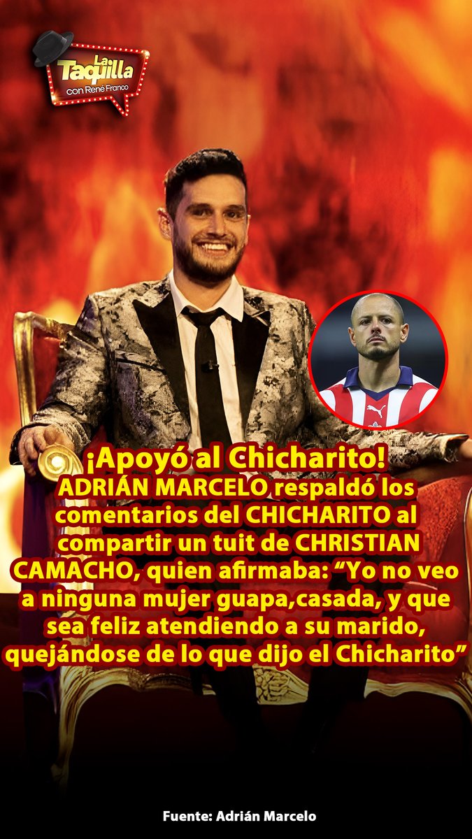 🤝 Adrián Marcelo muestra su apoyo. El conductor respaldó públicamente a Chicharito Hernández y Christian Camacho⚽🎙️#ReneFranco #LaTaquilla #AdrianMarcelo
