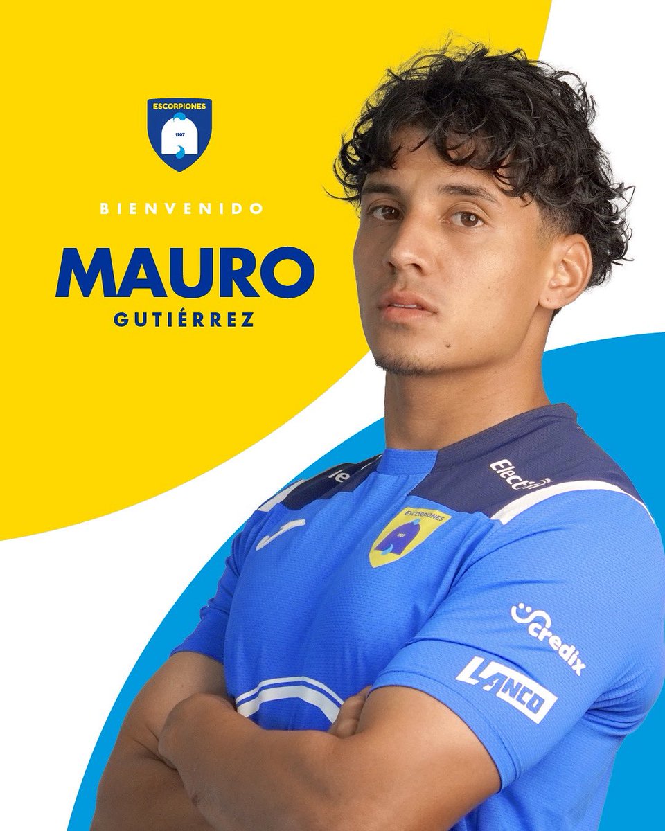 📝 ¡Nuevo fichaje!🪄⚽️🦂

💙🤩💪🏼 ¡Bienvenido Mauro, a la Familia Escorpiones! 🦂

✅ El volante ofensivo Mauro Gutiérrez se une a Escorpiones de Belén y ya está listo para defender nuestros colores.
💙💛

¡Sigamos construyendo historia con nuestros colores! 
🦂💙💛