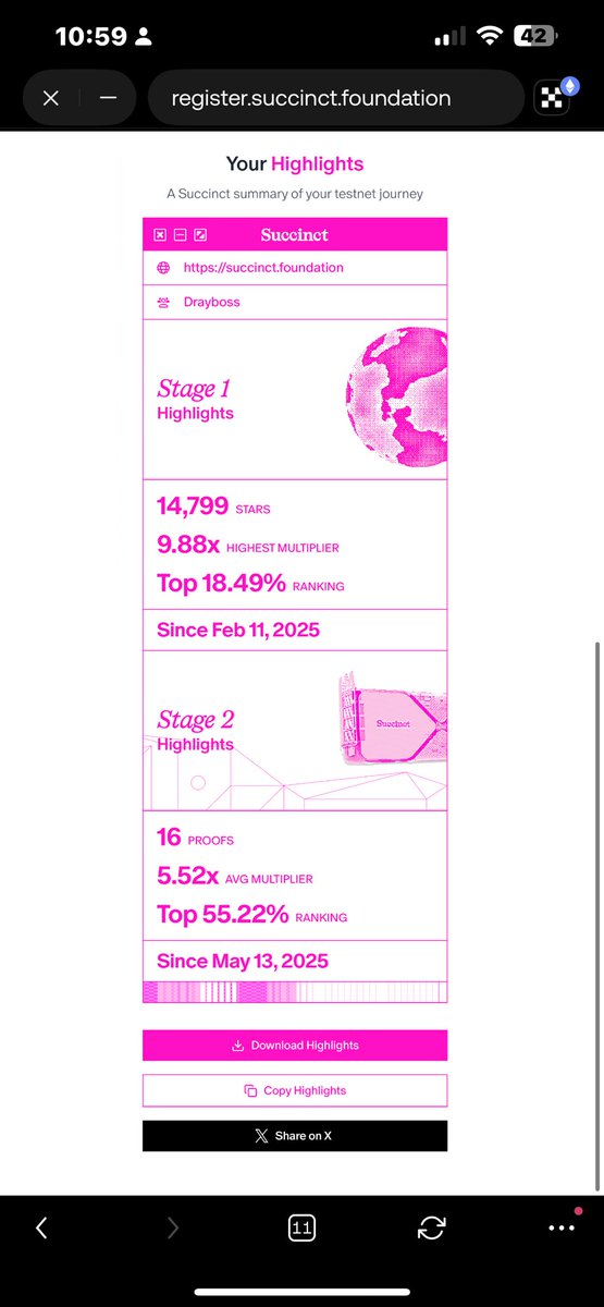 Eternal_OA's tweet image. Been on the journey with @SuccinctLabs since feb 11, 2025.
Participated in Stage 1 and 2 and all i could get at the end is 30 prove token.
Really sad ngl, @0xCRASHOUT