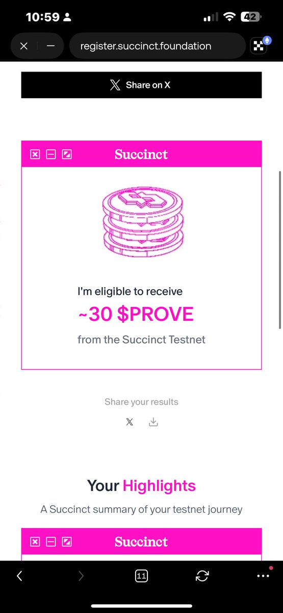 Eternal_OA's tweet image. Been on the journey with @SuccinctLabs since feb 11, 2025.
Participated in Stage 1 and 2 and all i could get at the end is 30 prove token.
Really sad ngl, @0xCRASHOUT