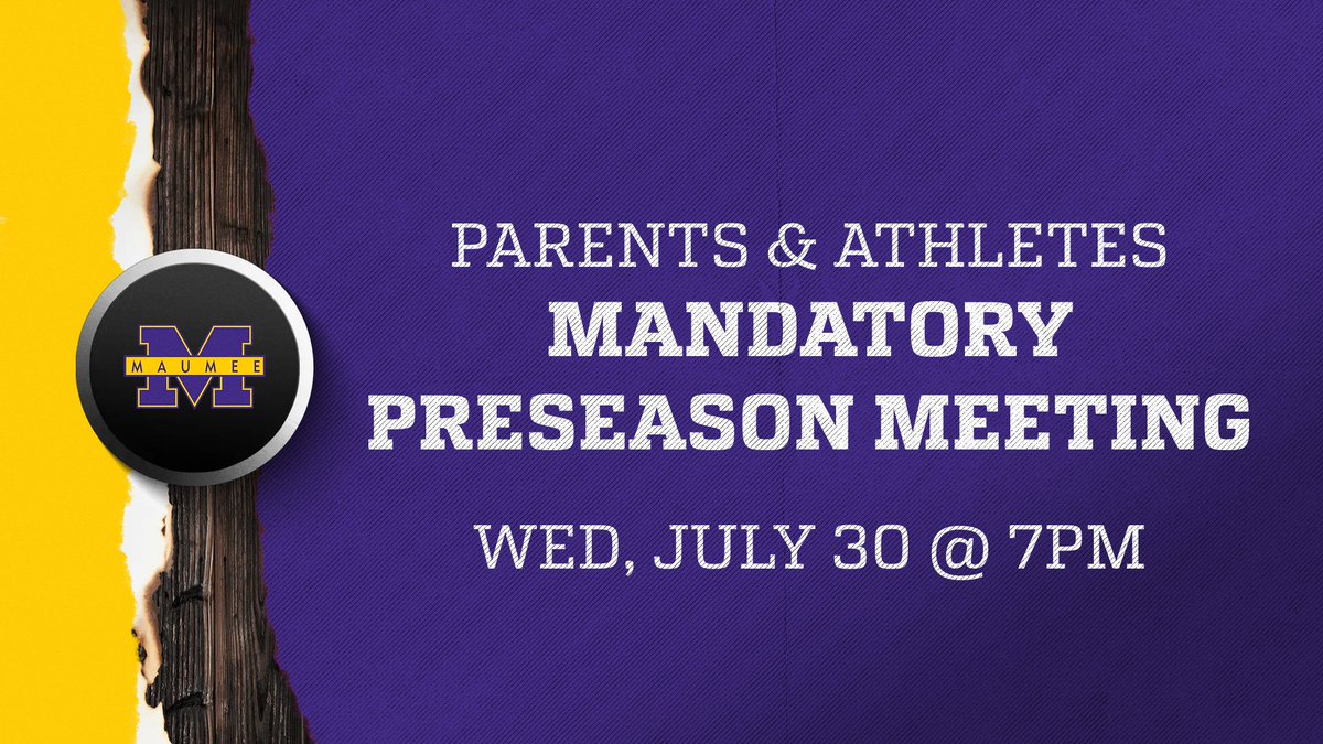 Just a reminder!!! This meeting is MANDATORY for all FALL athletes and parents. The meeting will start in the PAC, then break off into individual sports.
