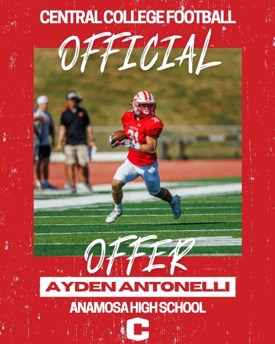 After a great talk with <a href="/CoachTimLydon/">Tim Lydon</a> I have officially received my 2nd offer at Central College. Thank you all coaches, friends and family for supporting my journey!