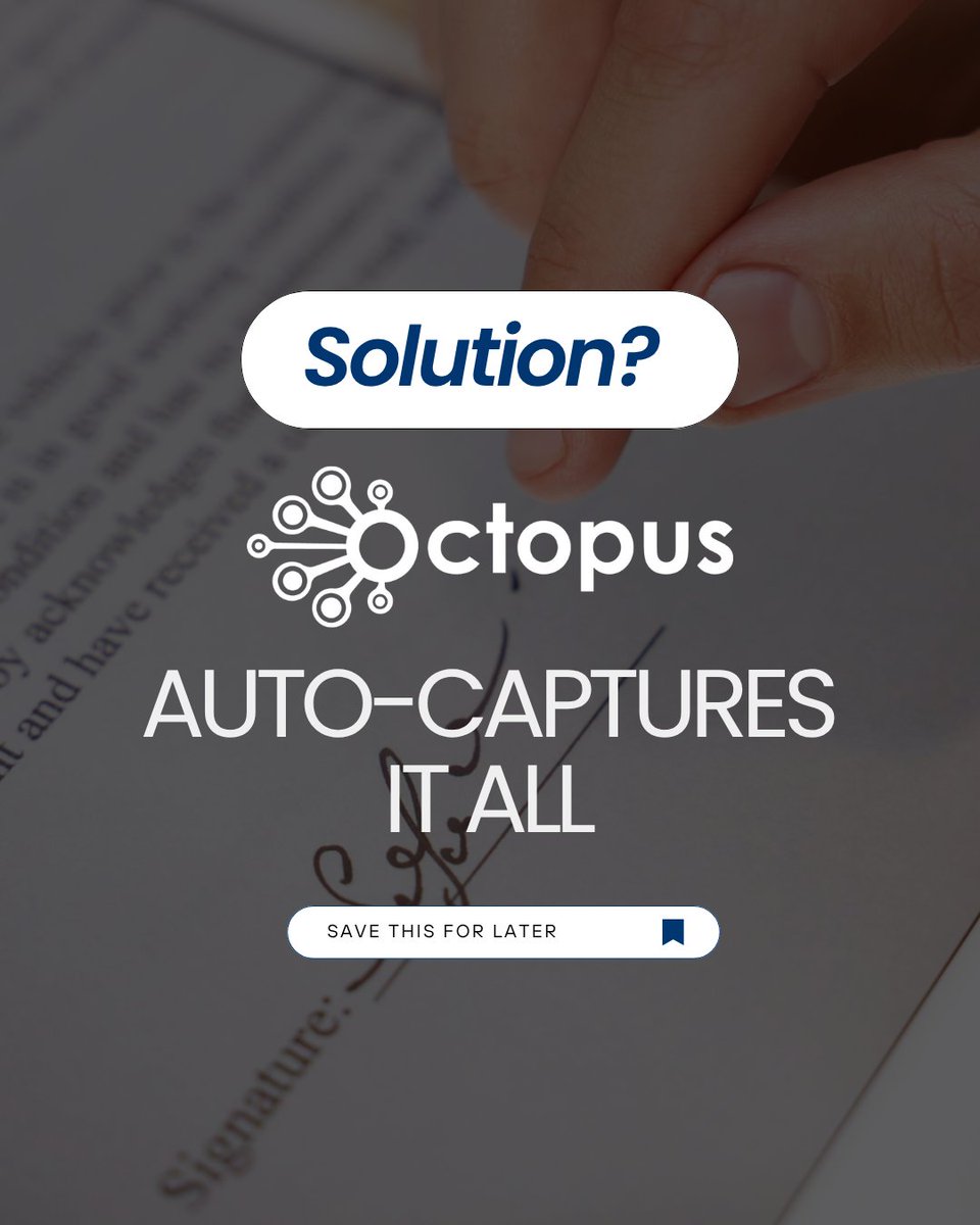 Octopus_Saas's tweet image. 🖊️One missed signature. Four major setbacks.
Avoid the chaos with automated digital capture.

#OctopusSaaS #DigitalTransformation #AutomationMatters #NoMoreMissedSteps #SmartWorkflow