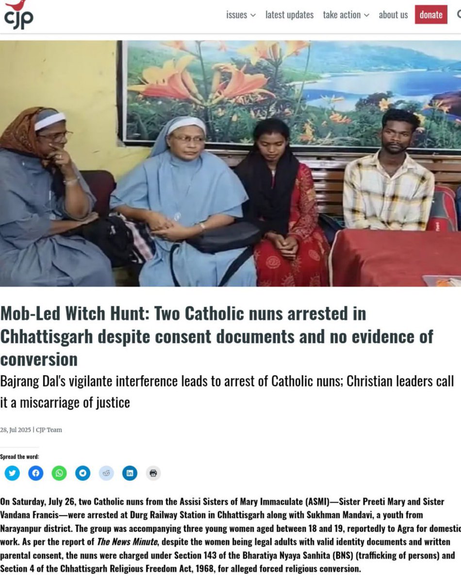 Pajeet2000's tweet image. Indians arresting Catholic nuns for alleged "forced conversions" which never occurred.