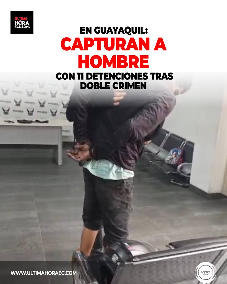 UltimaHoraEC_'s tweet image. Un hombre con más de 11 detenciones previas fue capturado por su presunta participación en un doble asesinato en el sector de Pascuales, en Guayaquil.