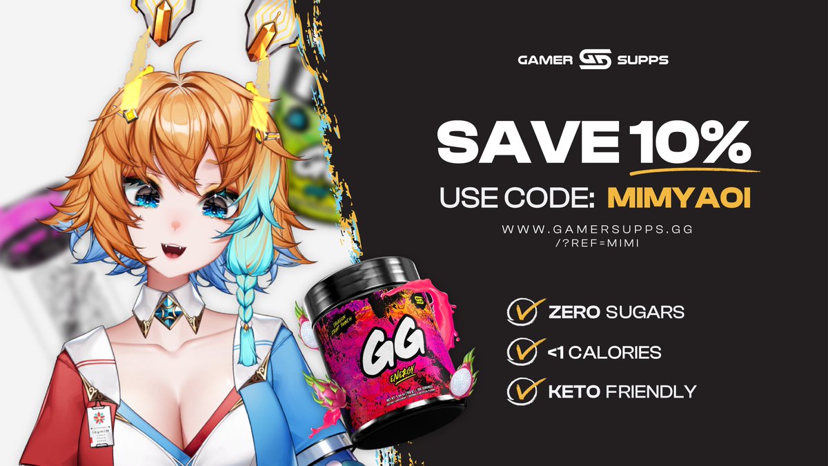 Mimi 🌺I PARTNERPUSH (@mimyoi) on Twitter photo 🌺💠ANNOUNCEMENT🌺💠
I am so happy to announce that I am now officially partnered with <a href="/GamerSupps/">Gamer Supps®</a>
As you know I am super energy addicted .. so OFC I am happy to be partnered with them.
You can use my link to get 10% off or use my code MIMYAOI 🧡
gamersupps.gg/mimi 🌺💠ANNOUNCEMENT🌺💠
I am so happy to announce that I am now officially partnered with <a href="/GamerSupps/">Gamer Supps®</a>
As you know I am super energy addicted .. so OFC I am happy to be partnered with them.
You can use my link to get 10% off or use my code MIMYAOI 🧡
gamersupps.gg/mimi