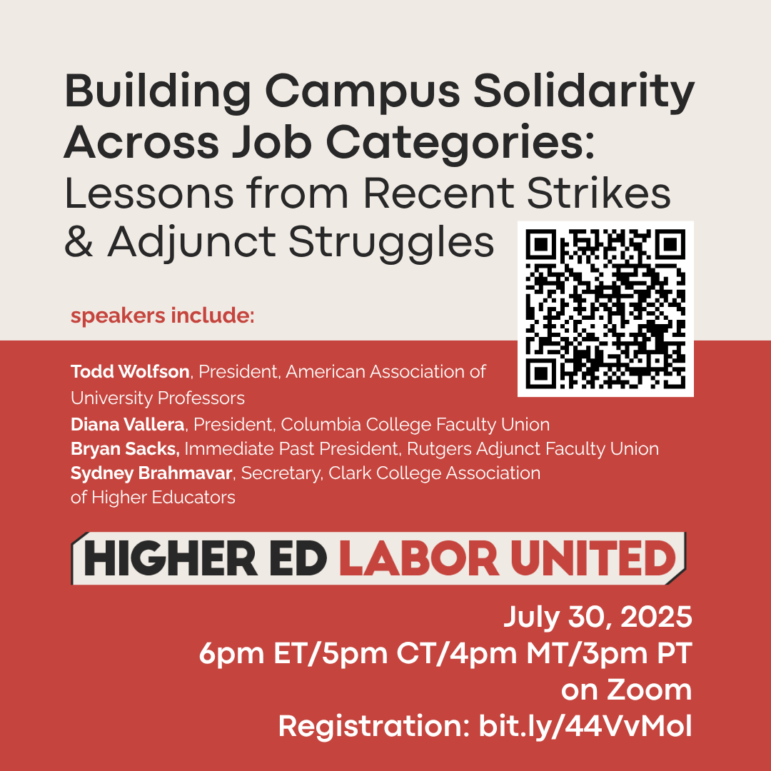 Wednesday, July 30: Join us for a strategy discussion about how we can build solidarity across job categories on campus. 6pm ET/5pm CT/4pm MT/3pm PT on Zoom: us06web.zoom.us/meeting/regist…