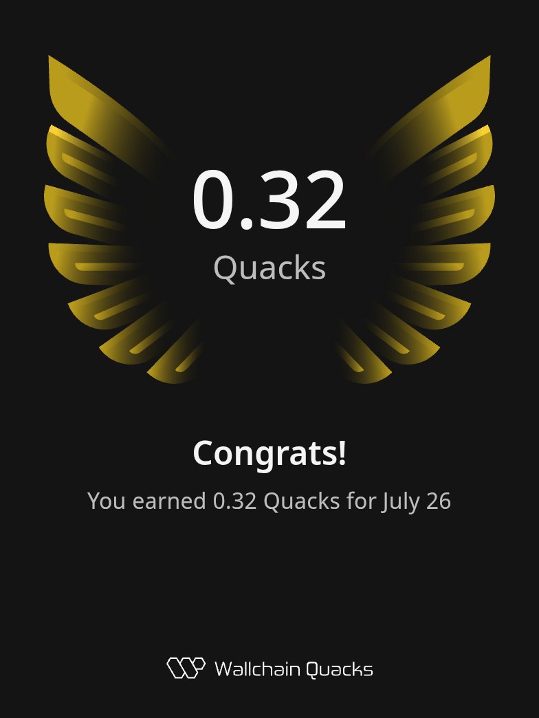 Boscofx_25's tweet image. Just earned 0.32 Quacks on @wallchain_xyz in one day 🦆

Turn insights into rewards and climb the leaderboard 🥇

👇 Comment “gQuack” for invite and start earning