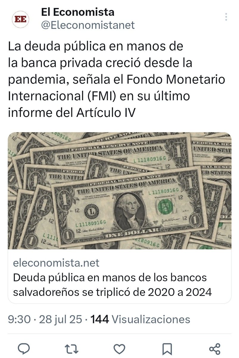 ElTrompudo2022's tweet image. 📢 LOS AHORRANTES DE BANCOS PRIVADOS, NO SABEN QUE SU DINERO ESTÁ EN MANOS DE LA DICTADURA‼️
Por REYZOPE
¿Tenés una cuenta de ahorro en algún banco privado de El Salvador? Entonces es muy probable que una parte de tu dinero ya esté en manos de la dictadura de #Bukele, sin que…