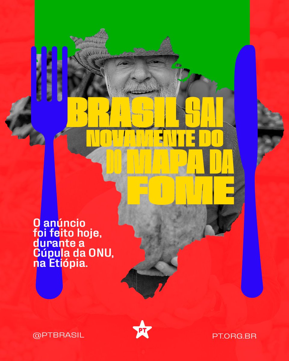 Com LULA o Brasil sai mais uma vez do mapa da fome.
VIVA LULA
SOBERANIA É INEGOCIÁVEL
