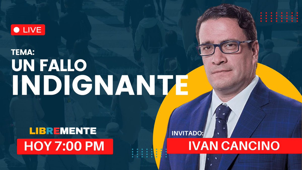 DiegoASantos's tweet image. 🔴 HOY 7PM | Un fallo indignante contra Álvaro Uribe Vélez
Esta noche a las 7:00 p.m. analizamos el fallo condenatorio contra el expresidente Álvaro Uribe Vélez junto al abogado penalista Iván Cancino.
Un fallo sin sustento jurídico, impulsado por intereses políticos que buscan…