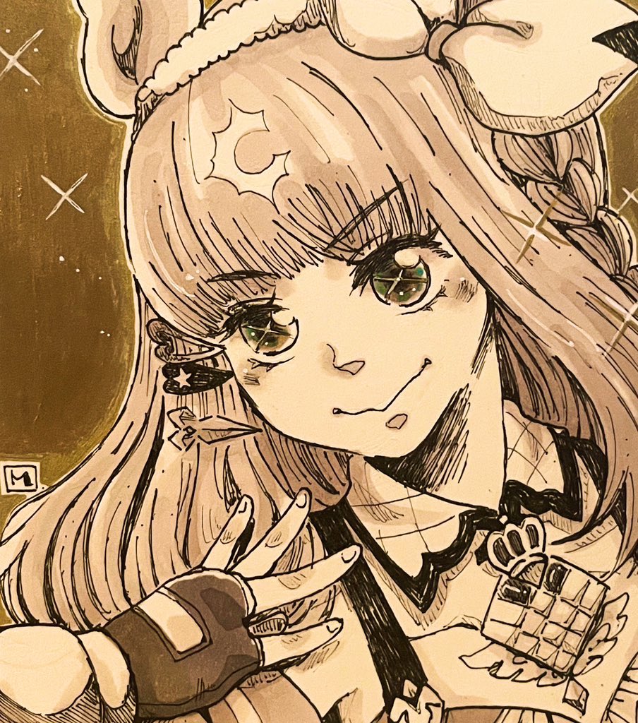 machil39's tweet image. 知人に相談し、白黒にすることに同意して貰って結果、カラーの方がいいって言われると、むむむってなる🤔💭
#ウマ娘
#umamusume
#アーモンドアイ