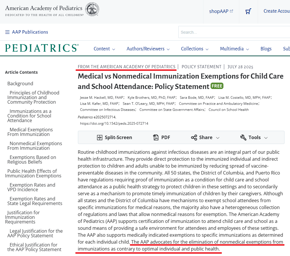 😳😳😳HEADS-UP: WE NEED TO BE READY TO FIGHT THIS HERE IN NM! The American Academy of Pediatrics is recommending that all states REMOVE RELIGIOUS EXEMPTIONS FOR CHILDHOOD VACCINATIONS.  The NM legislature has already tried to do this several times, and we will be ready to fight