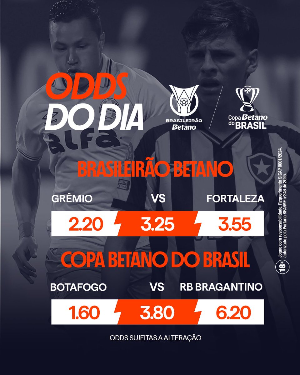 Terça-feira, mas pode chamar de terça-confia. Dose dupla com Copa Betano do Brasil e Brasileirão Betano com as odds da patrocinadora oficial do futebol brasileiro. 😉🤝

Brasileirão Betano ➡️ tinyurl.com/797nt8yu
Copa Betano do Brasil ➡️ tinyurl.com/ynd3xrka

#Confia