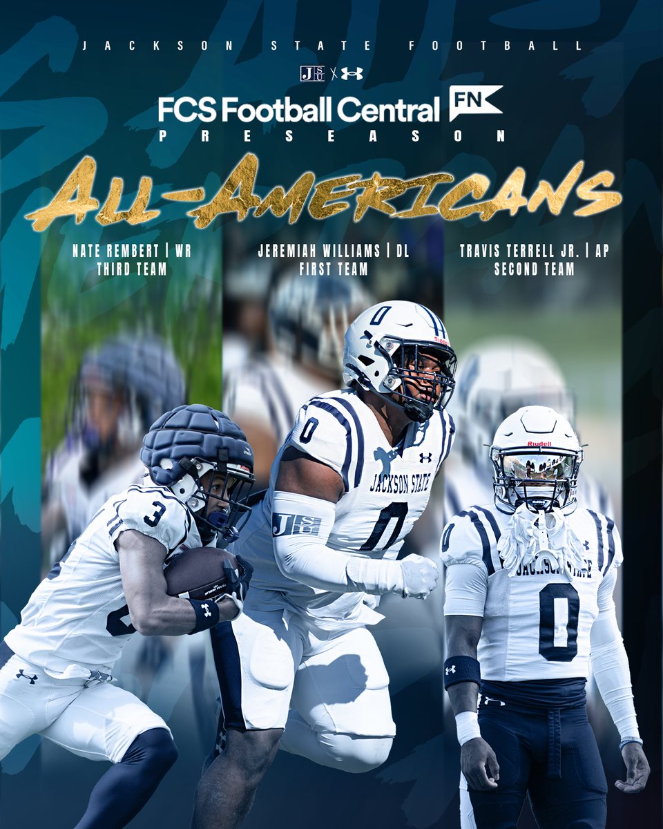 Jackson State Football (@gojsutigersfb) on Twitter photo <a href="/The__Bluebloods/">FCS Football Central</a> 2025 Preseason All-American Team🔥🔥🔥
<a href="/jeremiah22up/">jeremiah williams</a> x <a href="/TravisJr18/">Travis Terrell Jr (APE)</a> x <a href="/NateRembert/">Nate Rembert</a>
#GuardTheeYard #TheeILove <a href="/The__Bluebloods/">FCS Football Central</a> 2025 Preseason All-American Team🔥🔥🔥
<a href="/jeremiah22up/">jeremiah williams</a> x <a href="/TravisJr18/">Travis Terrell Jr (APE)</a> x <a href="/NateRembert/">Nate Rembert</a>
#GuardTheeYard #TheeILove