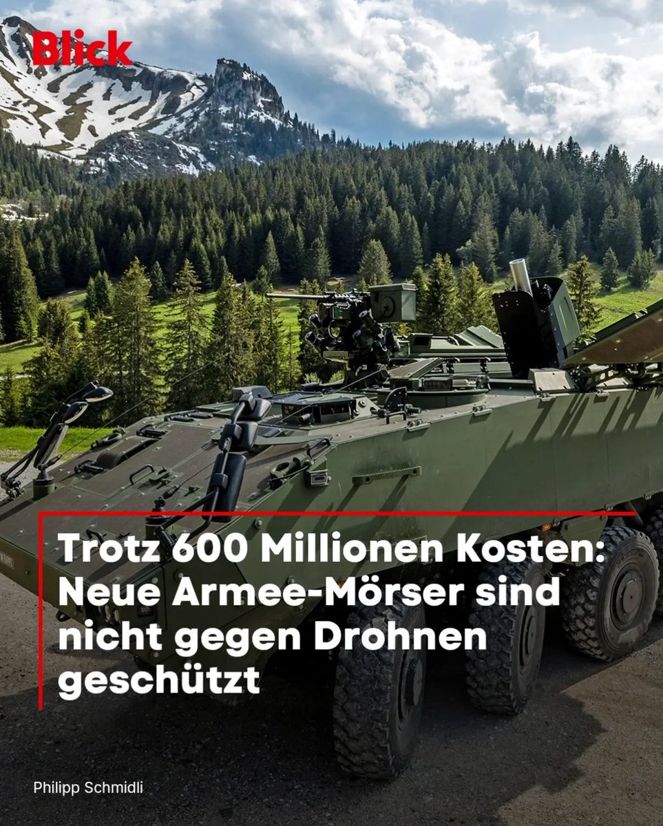 mcpolitik's tweet image. VBS verpulvert 600 Millionen Franken für 48 Minenwerfer – und vergisst dabei den elementarsten Aspekt moderner Kriegsführung: den Schutz der eigenen Soldaten vor Drohnen. Ein sicherheitspolitischer Totalausfall sondergleichen. Wer so etwas verantwortet, handelt nicht nur…