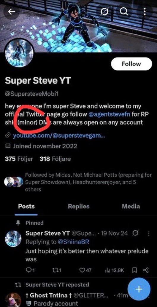 cyberfox227's tweet image. I don’t like posting about this but Steve is 18 so heads up to bro change your bio