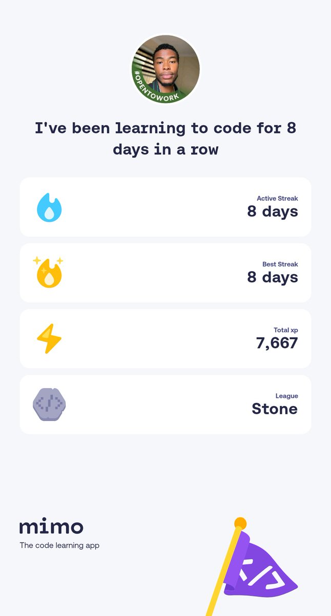 KelvinRevolt's tweet image. #Day8 I have been learning for 8days. Join Me 😎
#WebDevelopment #webdevs #techbros #CodingJourney #CodingChallenge