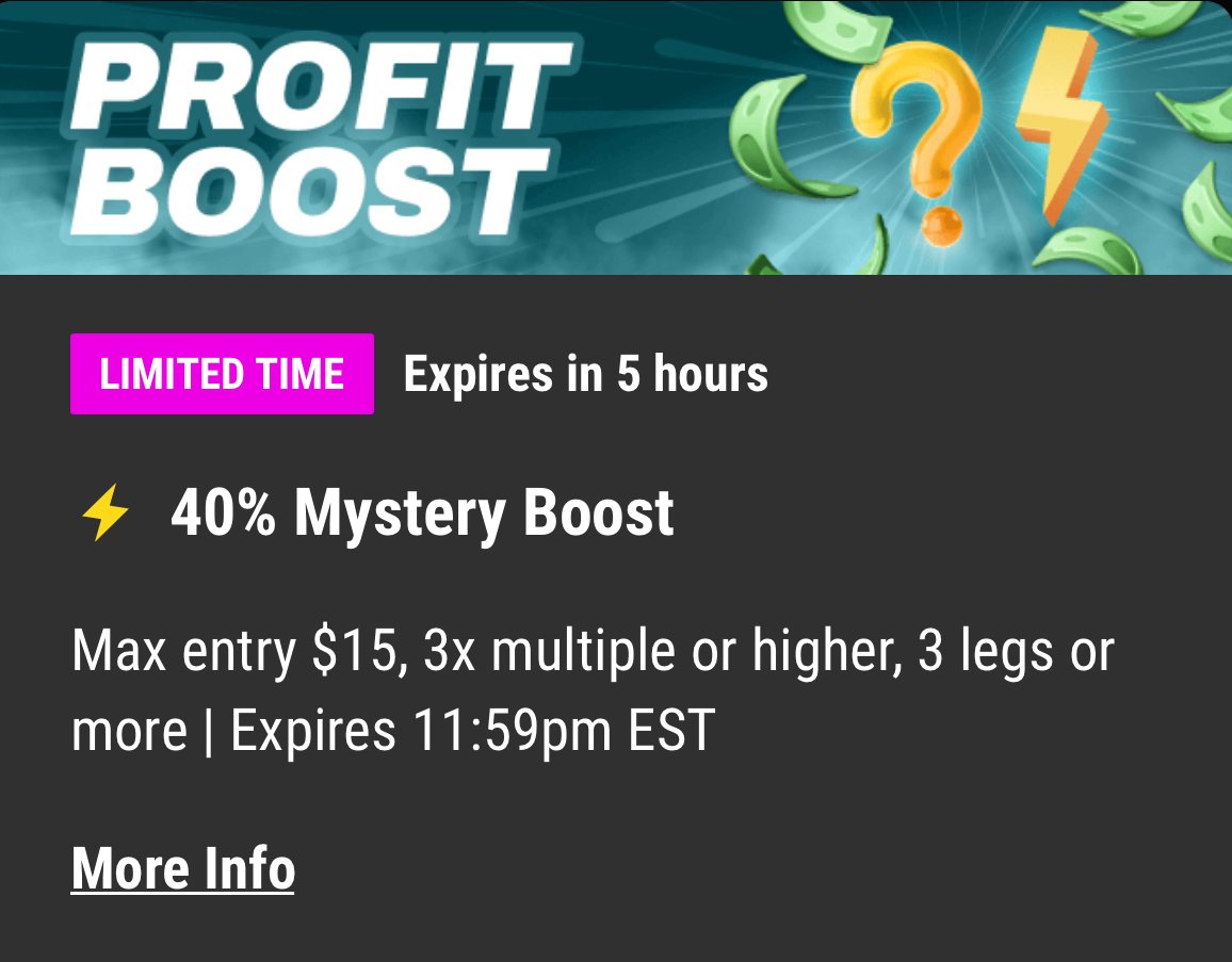 GhostEVplays's tweet image. ⚾️🏀 Boom Fantasy 40% Mystery Boost
🕹️ +611 (FV +499.24)
+EV: 18.67%
Playing: 0.15 Unit Promo Max
#boom #boomfantasy #sports #mlb #wnba #lol