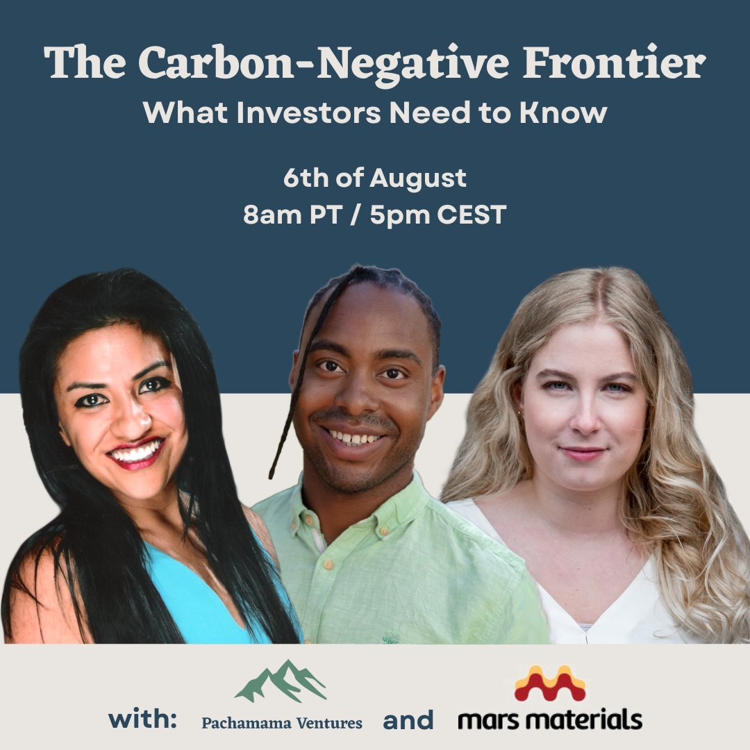 Karen E. Sheffield 🇺🇲🇵🇪 (@kar_n_twitts) on Twitter photo ⛰️ I’m thrilled to invite you to a special live conversation: "The Carbon-Negative Frontier: What Investors Need to Know Now" with <a href="/FitzAaron/">Aaron Fitzgerald</a>, CEO & Co-founder at <a href="/MarsMaterials/">Mars Materials</a> and myself!
When: 6th of August / 8am PT, 5pm CEST
Where: Over Zoom -register: lu.ma/zuxddt75 ⛰️ I’m thrilled to invite you to a special live conversation: "The Carbon-Negative Frontier: What Investors Need to Know Now" with <a href="/FitzAaron/">Aaron Fitzgerald</a>, CEO & Co-founder at <a href="/MarsMaterials/">Mars Materials</a> and myself!
When: 6th of August / 8am PT, 5pm CEST
Where: Over Zoom -register: lu.ma/zuxddt75