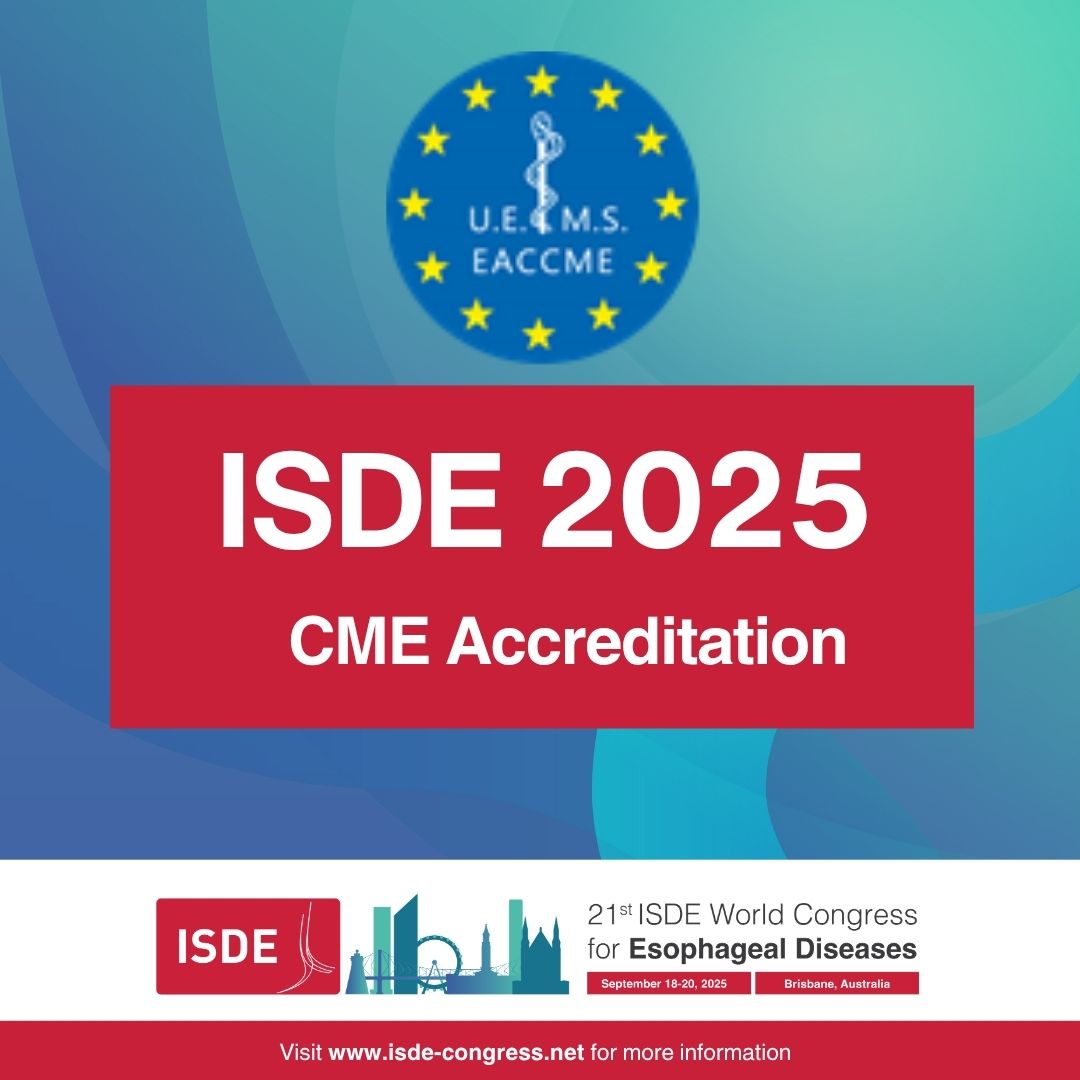 ISDE_net's tweet image. #ISDE2025, Brisbane, Australia has been accredited by the European Accreditation Council for Continuing Medical Education (EACCME®) with 17.5 European CME credits (ECMEC®s)!
Learn more 👉isde-congress.net/2025-cme-accre…
Register today 👉isde-congress.net/registration/
#esophagus #esophageal