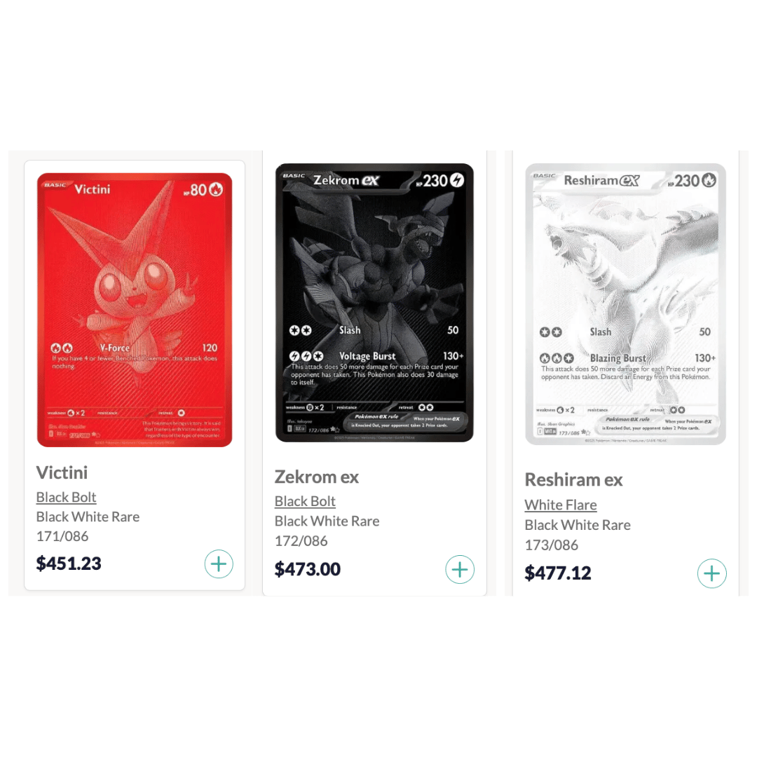 Pokmon TCG Cards Pokmon TCG Repack/Lot - Zekrom, Reshiram, Victini Black  & White Era Cards Reshiram Ex Pokmon TCG Cards