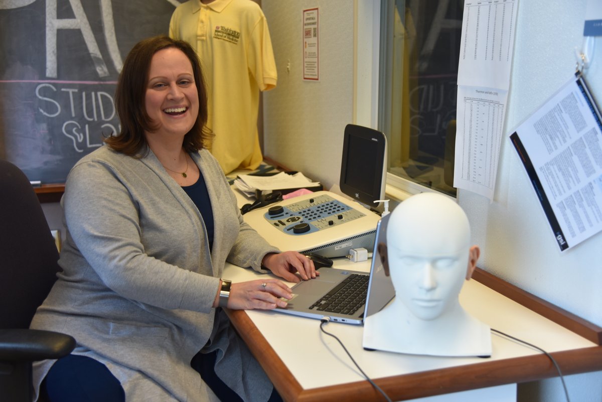 WashUPACS's tweet image. PACS integrates CARL from Ahead Simulations into our AuD curriculum, providing hands-on experience in audiology. Students learn audiometry, masking techniques, hearing loss simulations, earmold impressions, & hearing aid fittings. Learn more at pacs.wustl.edu. #WashU