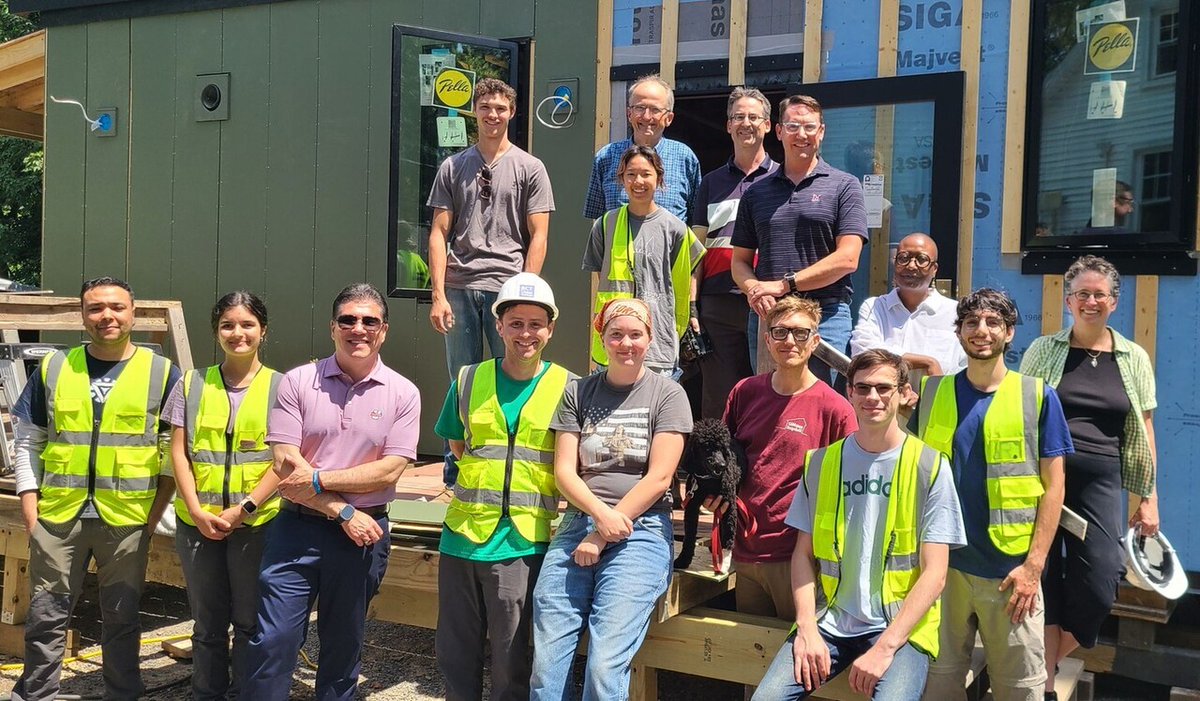 Thanks, @umassamherstchancellor Reyes for dropping by the Design-Build site. Our students very much enjoyed showing off this year's build.

We are now in the second phase of construction this summer where work is more focused on finishing the inside and outside of the house.

T…