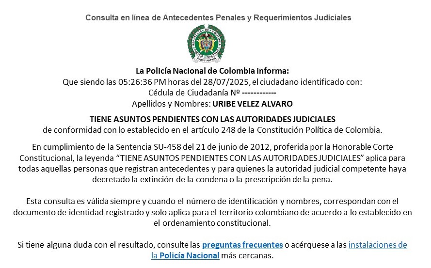 Uribe cuando pida mañana los antecedentes judiciales 😂😂😂😂😂😂