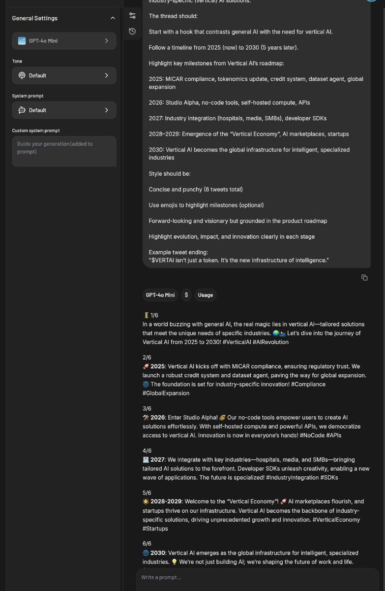 AlexisWinches13's tweet image. In a world buzzing with general AI, the real magic lies in vertical AI—tailored solutions that meet the unique needs of specific industries. Let’s dive into the journey of Vertical AI from 2025 to 2030! #VerticalAI #AIRevolution

--

Thread made with chat 4.1 on @Build_Vertical
