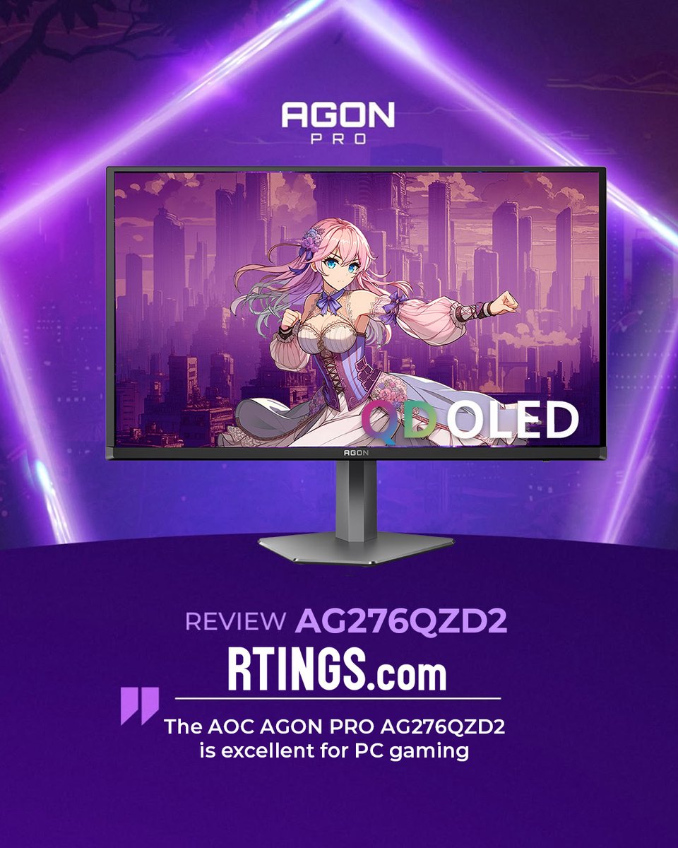 🔥 “The AOC AGON PRO AG276QZD2 is excellent for PC gaming.” — <a href="/rtingsdotcom/">RTINGS.com</a>

Powered by stunning QD-OLED technology, the AG276QZD2 delivers ultra-fast response, deep contrast, and next-level immersion. This is where performance meets perfection.

🎮 Ready to upgrade?